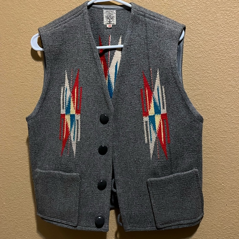 ORTEGA’S 100% ALL WOOL HAND WOVEN VEST CHIMAYO NM MENS SIZE 36